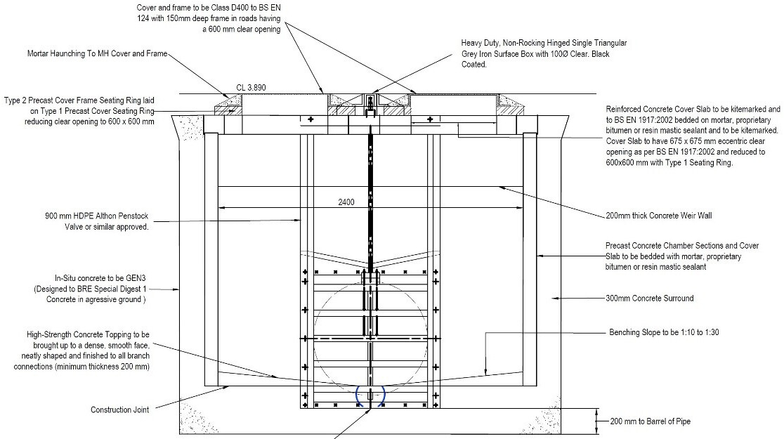 Penstock manhole construction detail