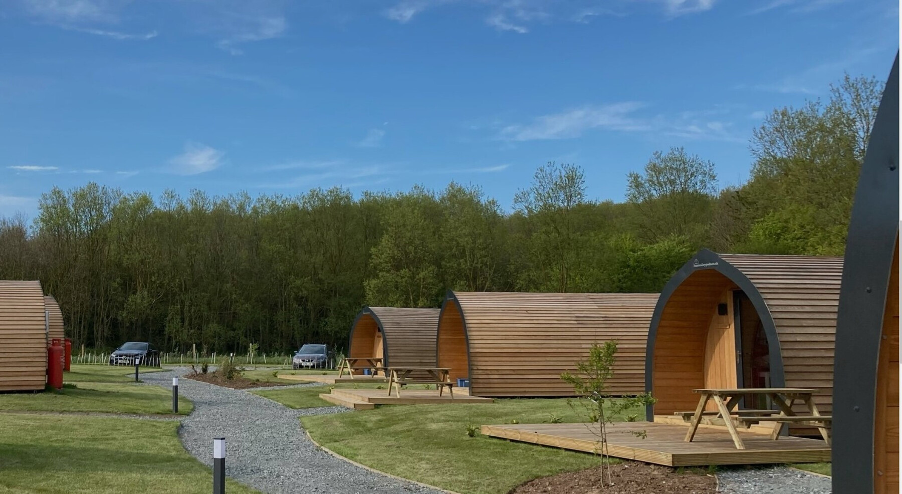 Completed Flamborough glamping pods and access path