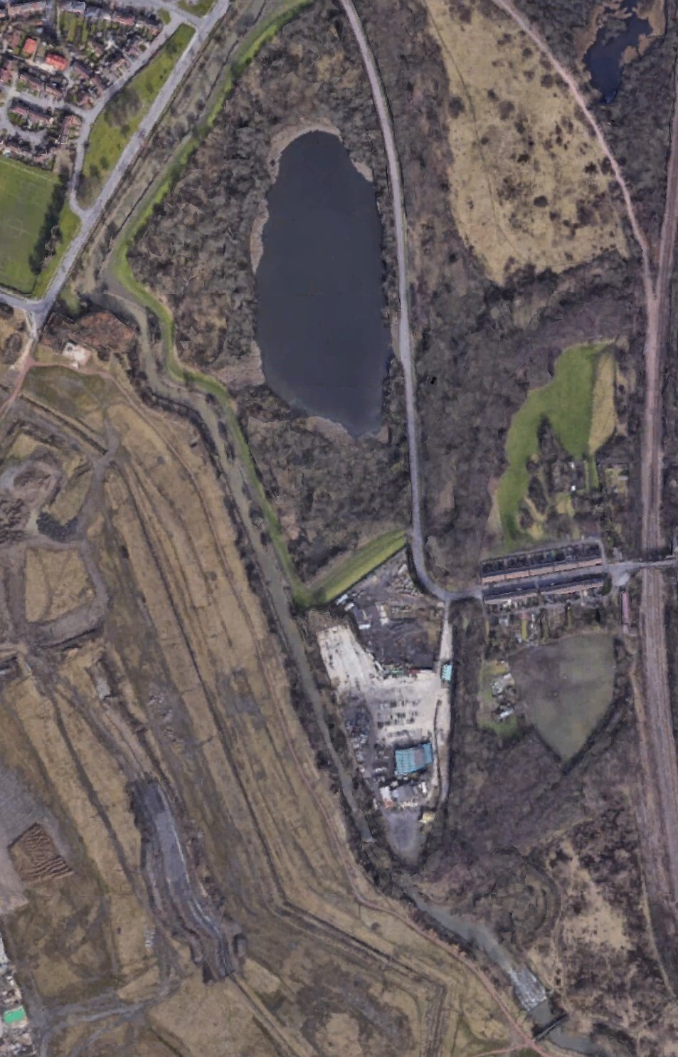 Aerial view of the Treeton and Waverley River Rother restoration area