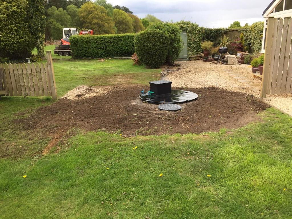 Completed drainage revision around a treatment tank
