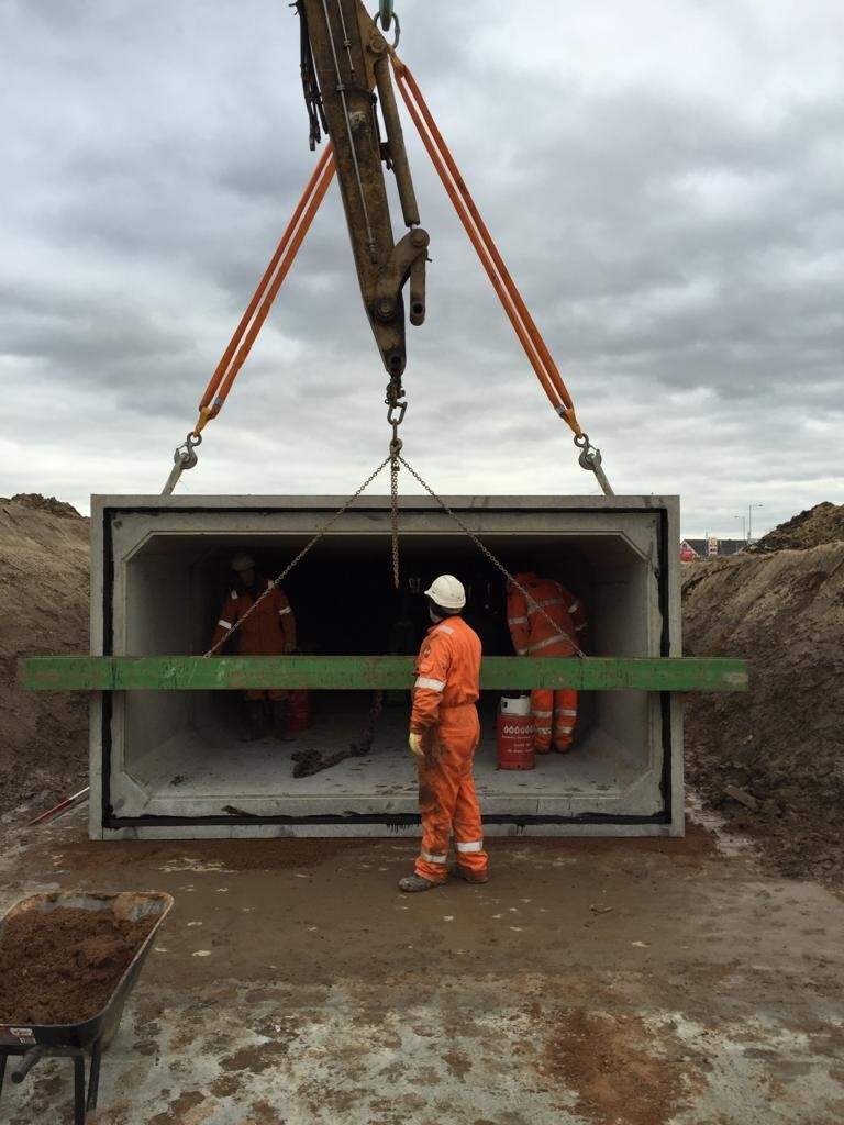 Culvert section being located, levelled and sealed